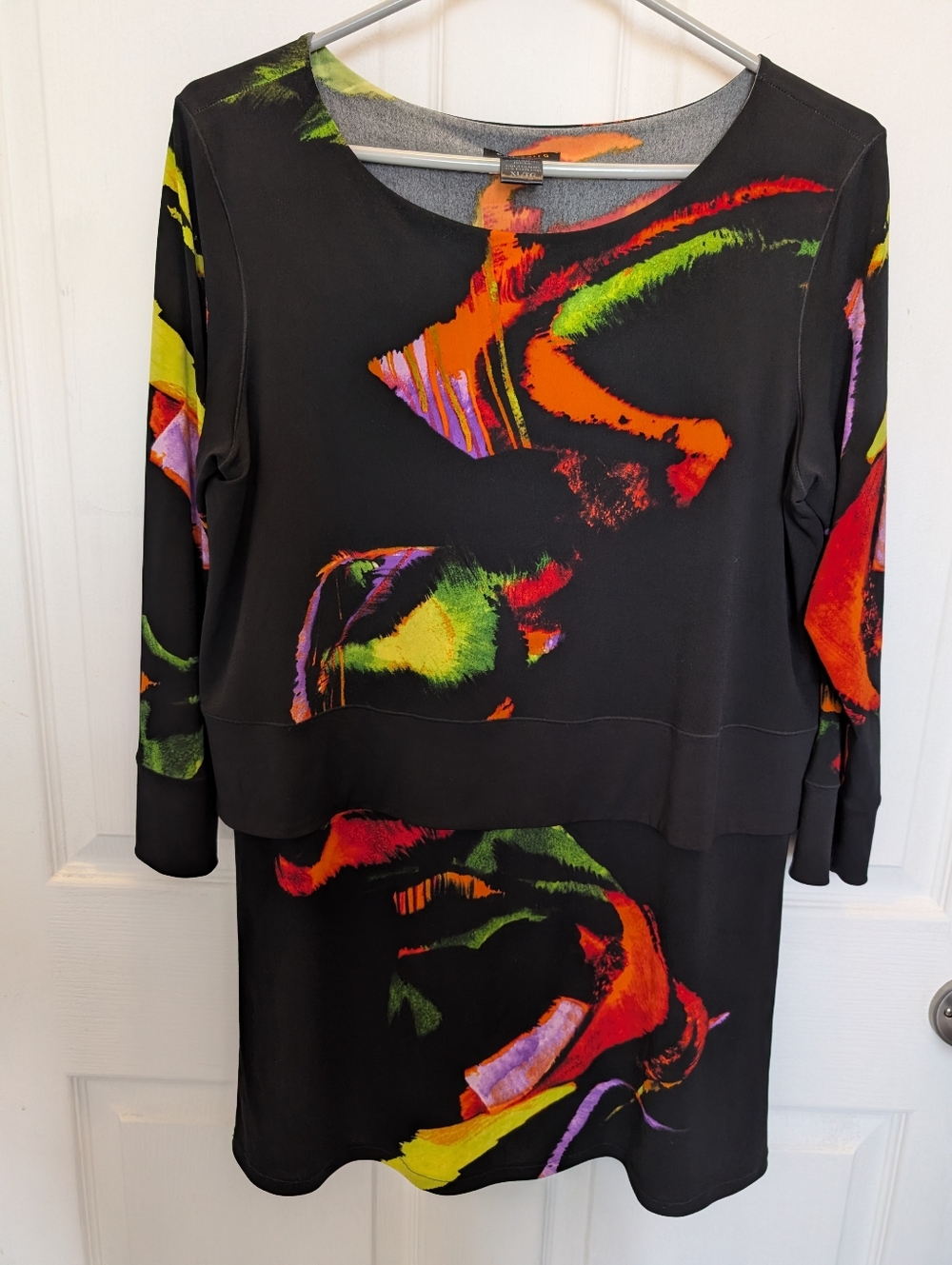 Eva Varro Mint Condition Black Multi-Color Abstract Print Women’s Dress